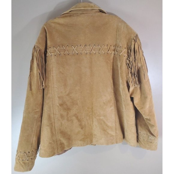 Excelled Western Leather Tassel Full Zip Jacket Sz 2X - Picture 5 of 10